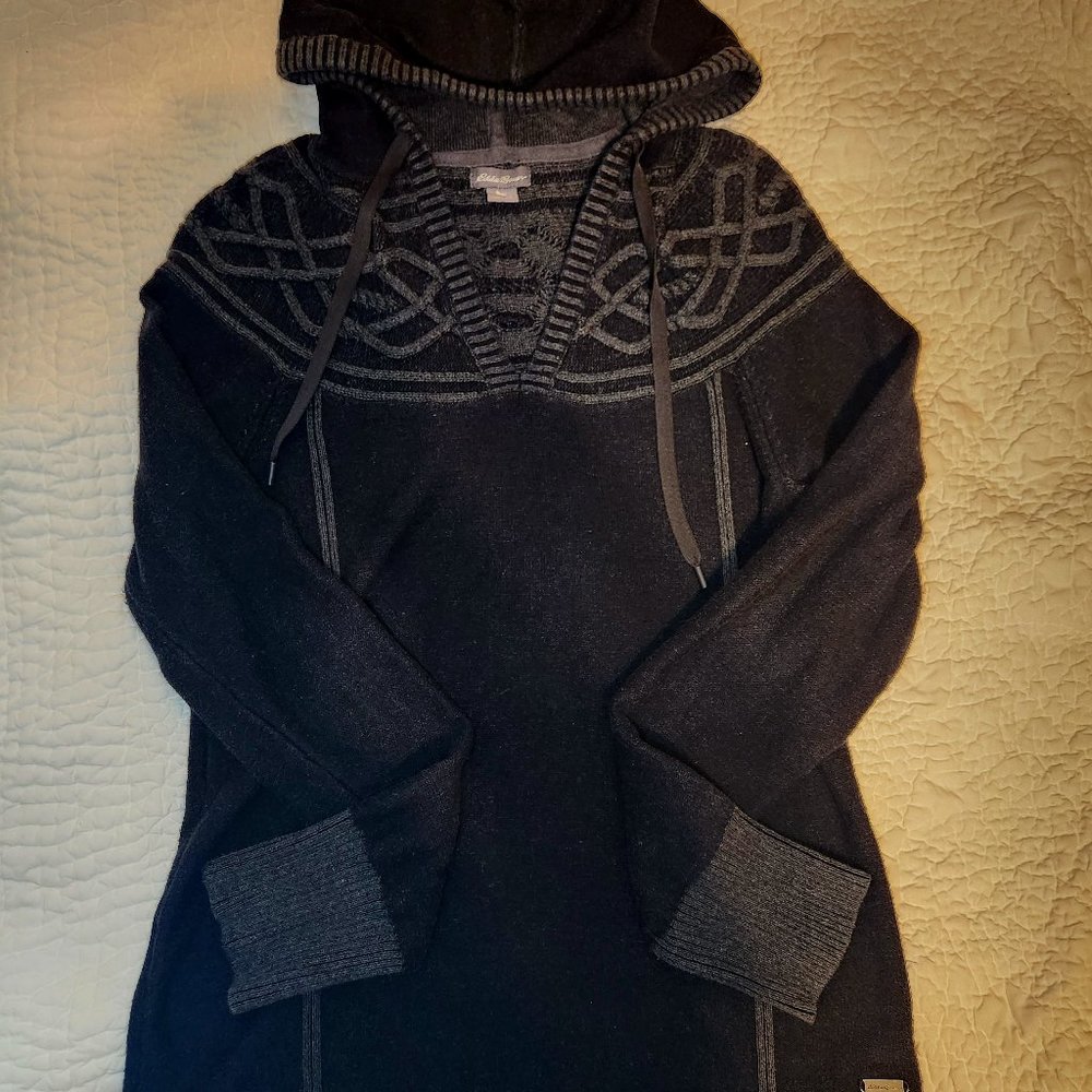 Black, faux knit, sweater/hoodie